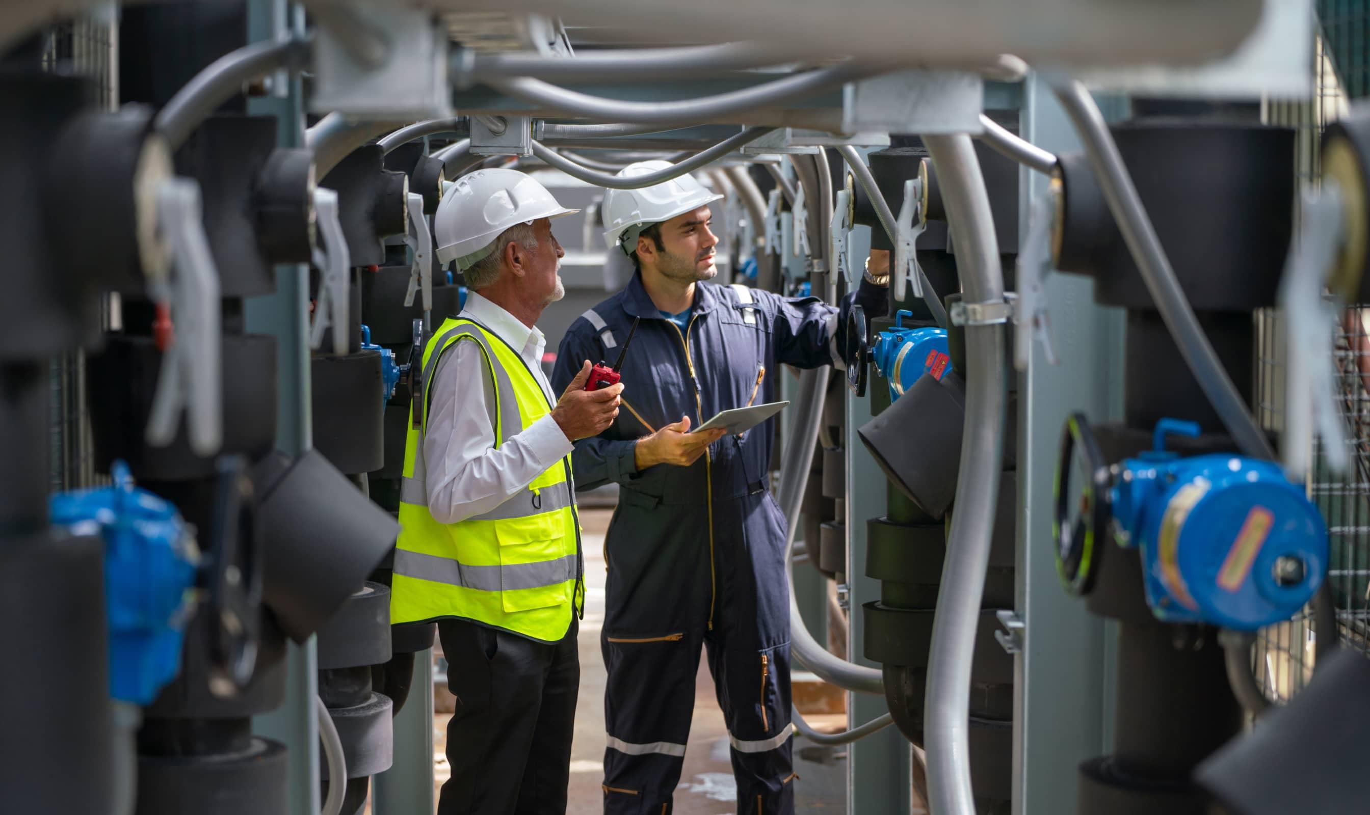 Engineers working in an electrical facility
